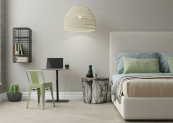 white table lamp on table