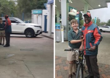 Un garçon sud-africain de 10 ans utilise ses économies pour acheter un vélo pour un pompiste.
